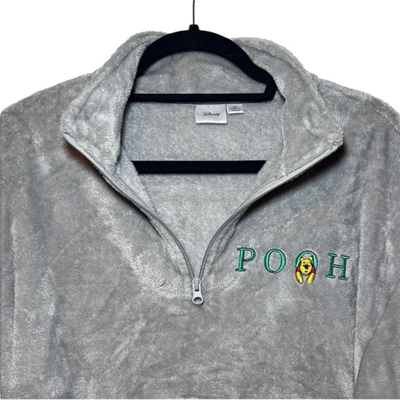 Winnie The Pooh Grey Quarter Zip Cropped Sweatshirt Size Small/Medium - Picture 7 of 10